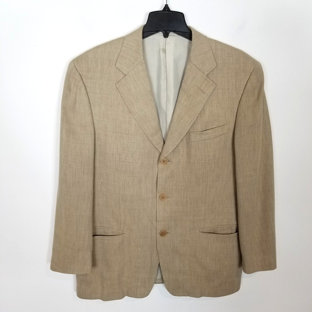 Ermenegildo Zegna Men Wool Linen Blazer Size 50R US 42R Beige Sport Coat‎ Office